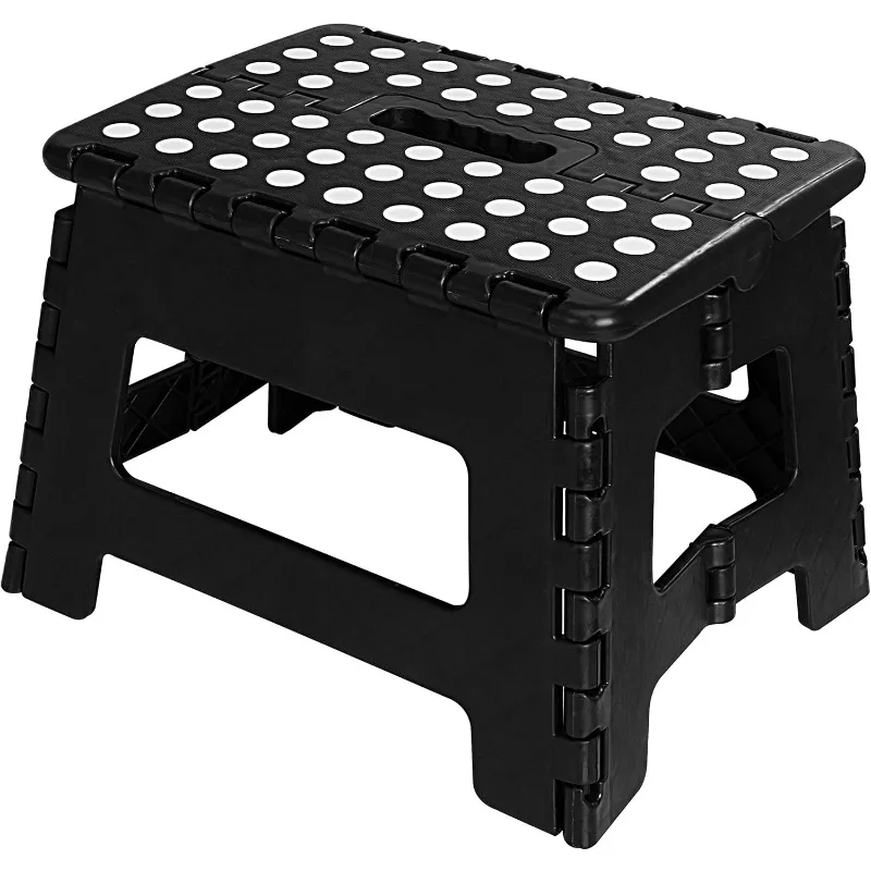 Folding Step Stool - (Pack of 12) Foot Stool with 9 Inch Height - Holds Up to 300 lbs  (Black)