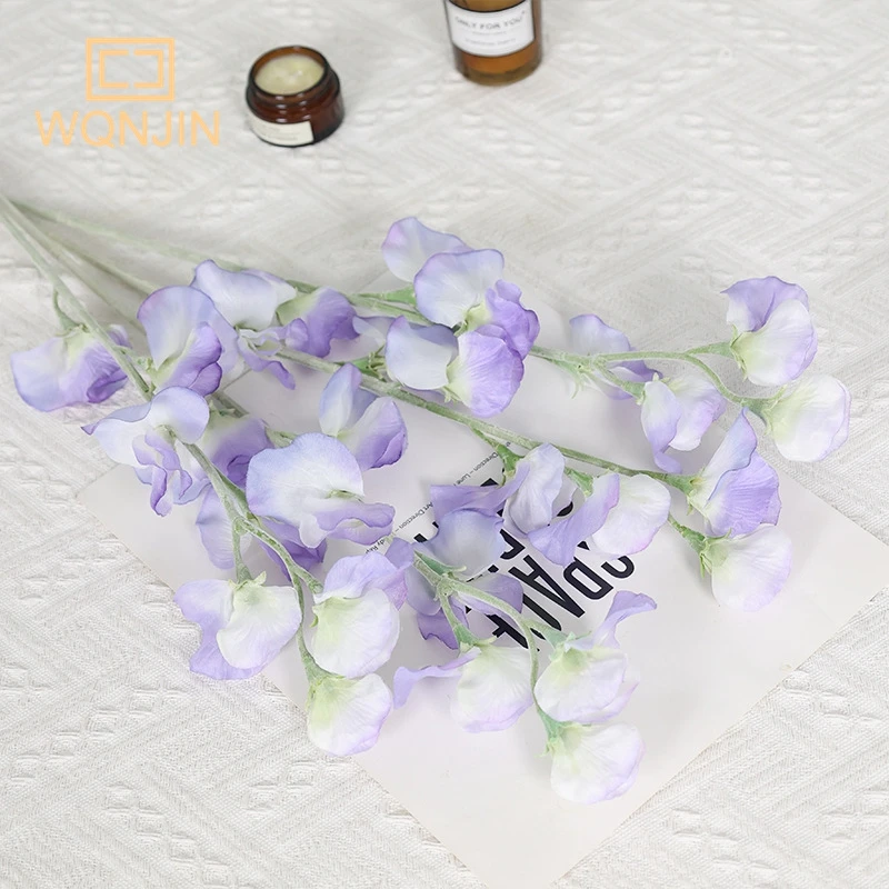 Simulation Beflockung Erbse Blumenstrauß Hause Wohnzimmer Tischdekoration Blume Hochzeit Arrangement Künstliche Blume Gefälschte Pflanze – Detail 6