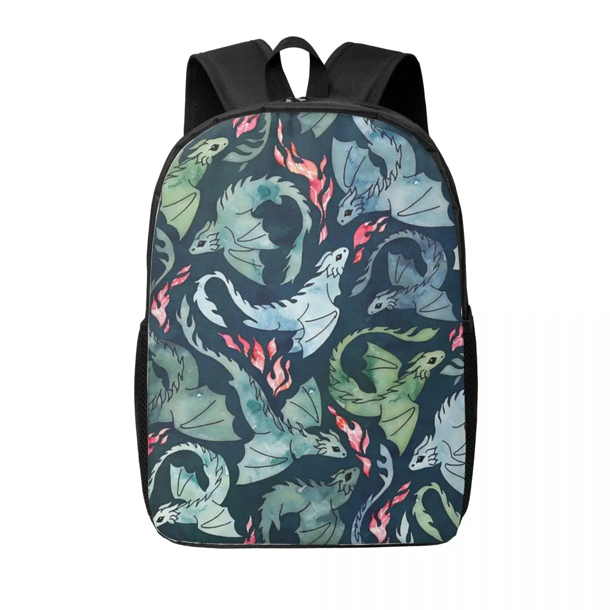 

Dragon Fire Dark Blue And Green Woman Backpacks Boys Girls Bookbag Children School Bags Portability Travel Rucksack Shoulder Bag