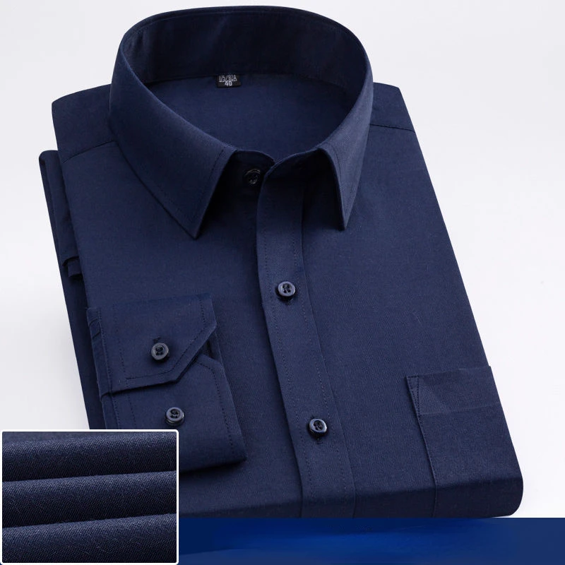 Solid Basic Dress Shirt Big Plus Size 7XL 8XL Long Sleeve Male Standard-fit Formal Social Grey Blue Work Office Business Shirts