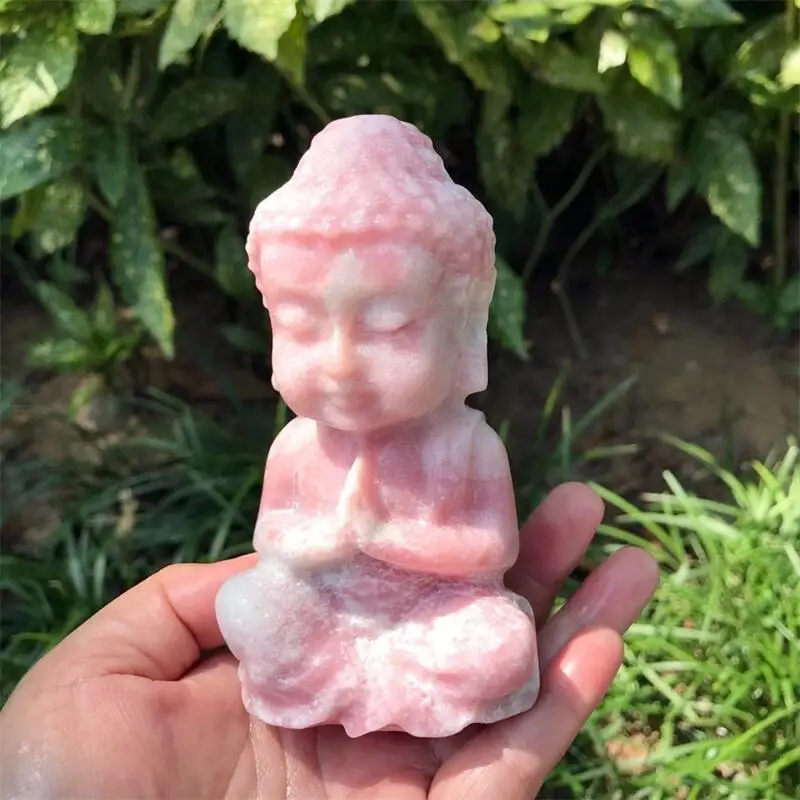 

Natural Pink Opal Buddha Carving Crystal Healing Fengshui Fashion For Home Decoration Lucky Gift 1pcs