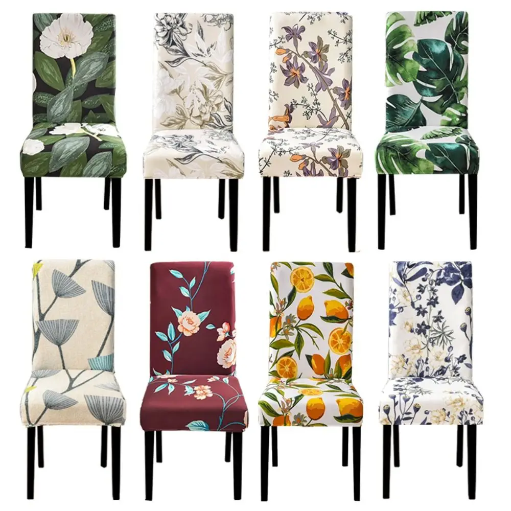 Retro Elastic Chair Cover Printed Washable Chair Slipcover Removable Stretch Seat Cover Hotel Banquet