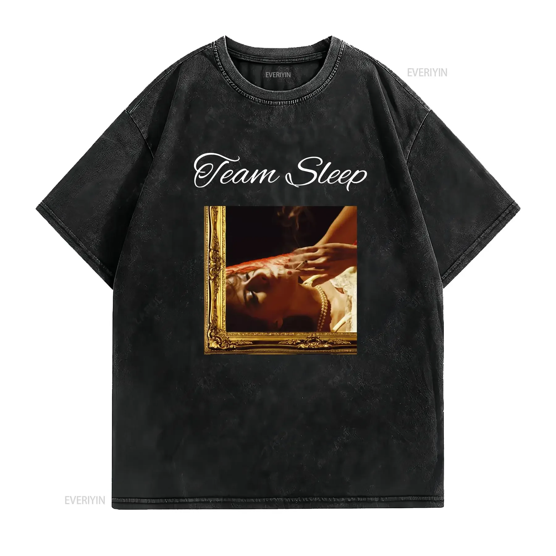 Team Sleep Band Album Cover T Shirt vintage Washed Breathable fashion Versatile Slightly Soft Comfortable Stretched