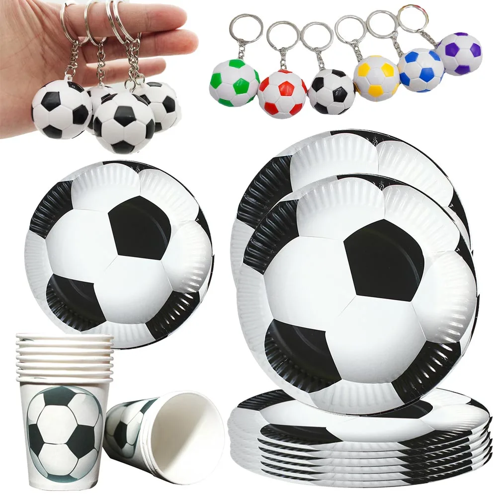 Soccer Party Supplies Soccer Ball Themed Birthday Party Plates Cups Napkins Tableware Keychain Soccer Party Decorations