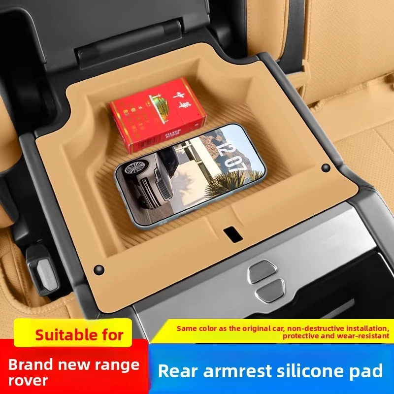 

Rear Armrest Storage Box for 2023-2025 Land Rover Range Rover Vogue Sport Center Console Organizer Silicone Pad Storage Tray