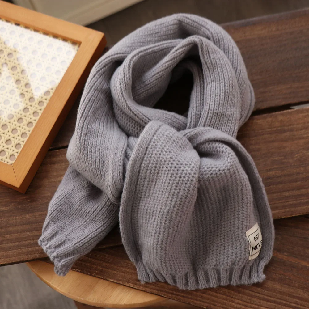 

Simple Korean Style Boys Girls Scarf Casual Autumn Winter Children Knitted Scarf Windproof Warm Wool Knitting Scarves