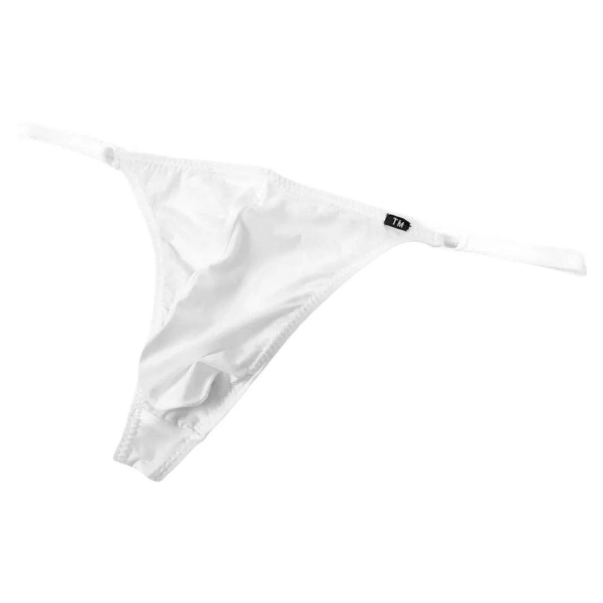 Men's Ice Silk G-String Thong Low Waist Detachable Plastic Ring Thin Strap U-Pouch Breathable Underwear