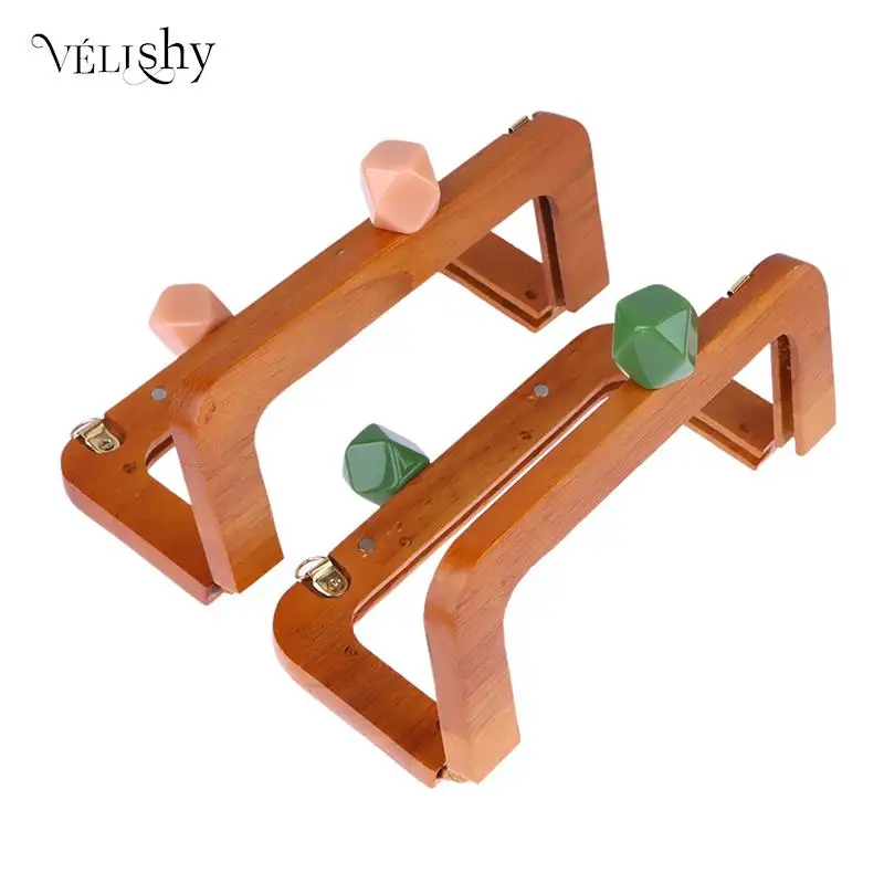 Classic Big Ball Clasp Solid Wood Material Wooden Purse Frame Screws Inside Wood Bag Handle Frame Purse Accessories