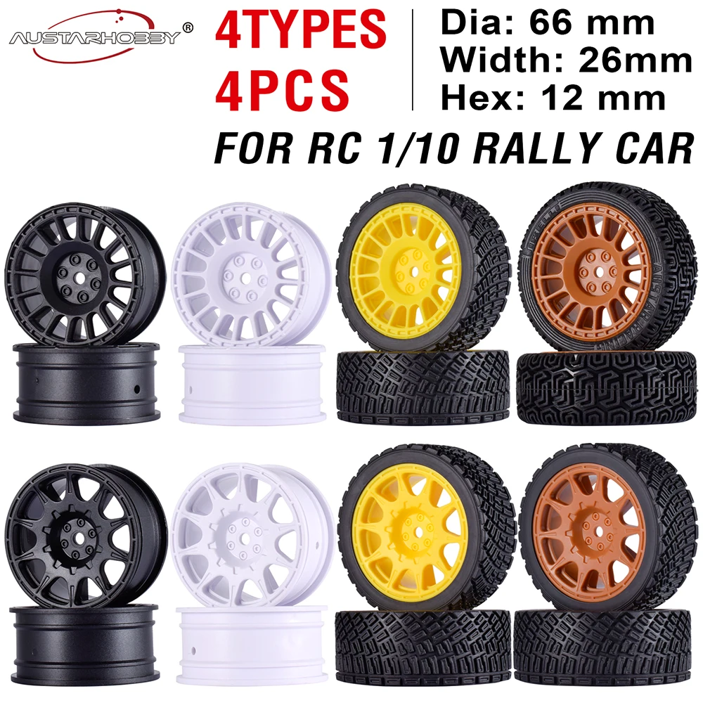 12mm Hex RC Wheels and Tires 1/10 for Rally Racing Car Tamiya TT02 Traxxas HSP HPI RedCat