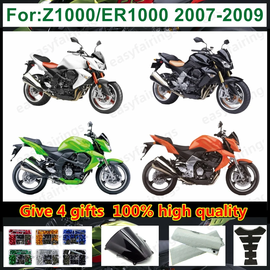 Injection ABS Motorcycle Full Fairing Kit Bodywork Set For Z1000 2007-2009 Pre‑Drilled Complete Aftermarket Body Panels Fairings