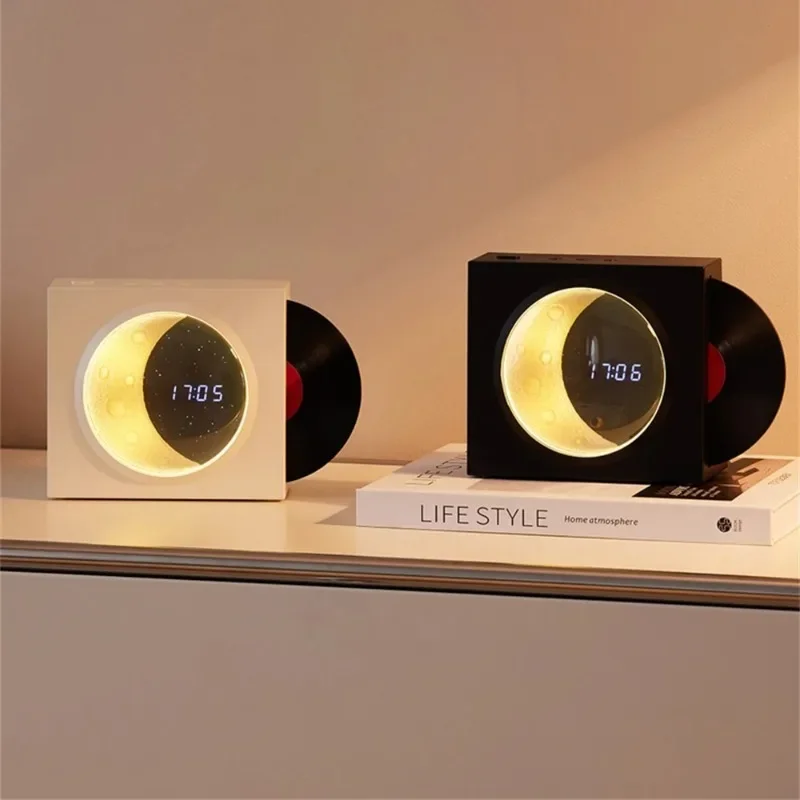 

Moon Rotating Vinyl Record Wireless Speaker Alarm Clock Audio Outdoor Bedroom Luxury Speaker Mini Subwoofer