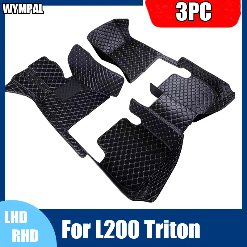 

Custom Made Leather Car Floor Mats For Mitsubishi L200 Triton 2016 2017 2018 2019 2020 2021 Carpets Rugs Foot Pads Accessories