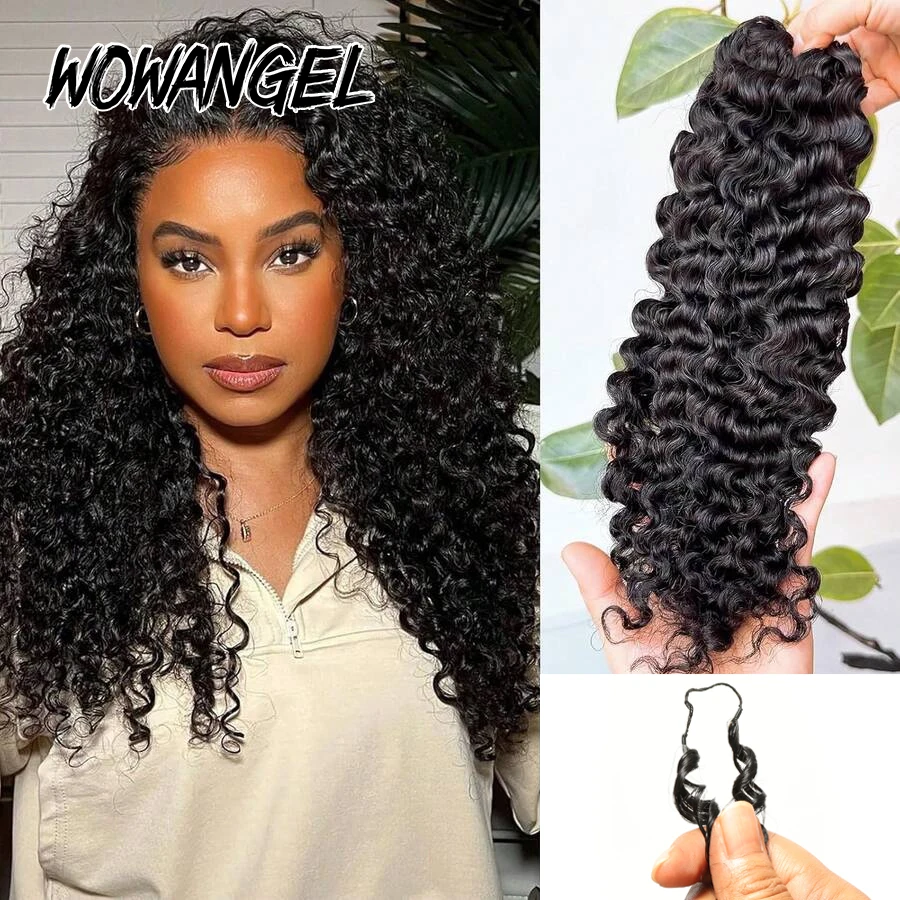 12A Burmese Curly Crochet Human Hair Knotless Pre-Separated Crochet Hair Extensions With String Curly Pre-Looped Feather Hair