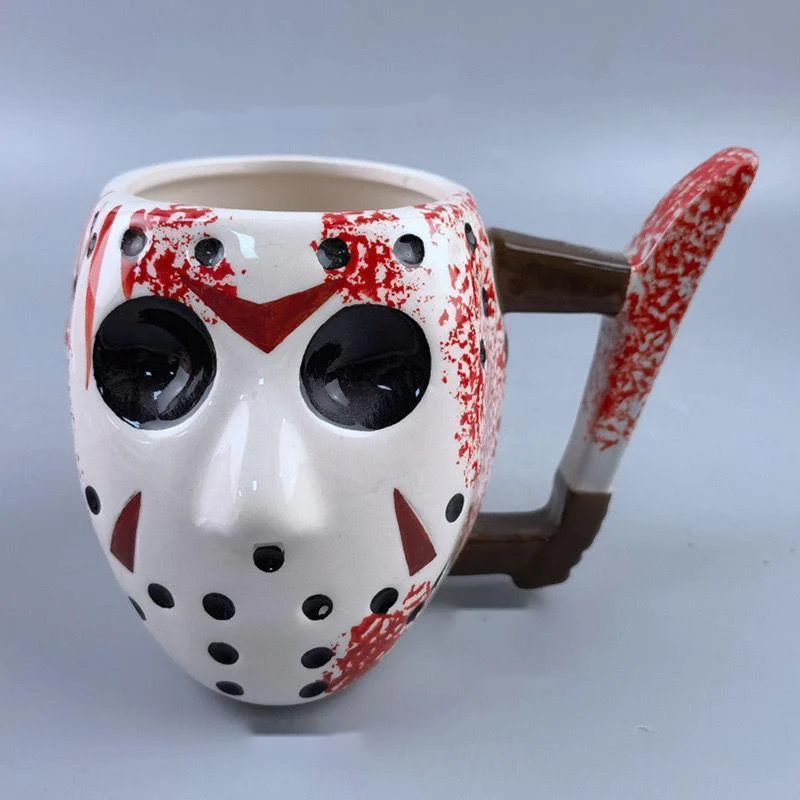 Halloween Horror Mask Cup Jason Voorhees Demon Mask Mug Ceramic Mug Breakfast Milk Coffee Cup Halloween Home Office Mug Gifts