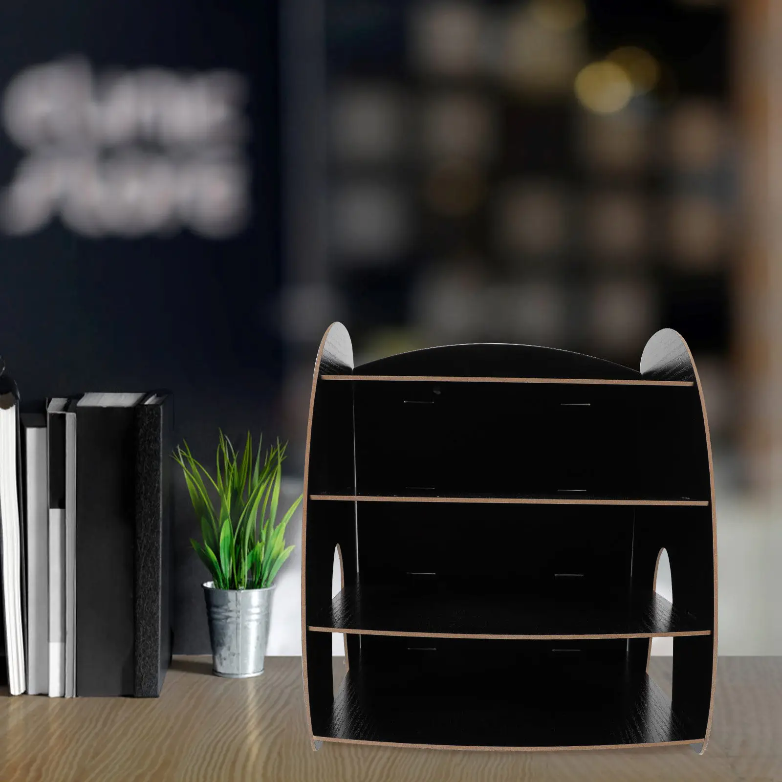 

1 шт. Деревянная многоярусная веерообразная полка для книг, органайзер для документов, настольная подставка для книг, стеллаж для хранения для учебы и офиса