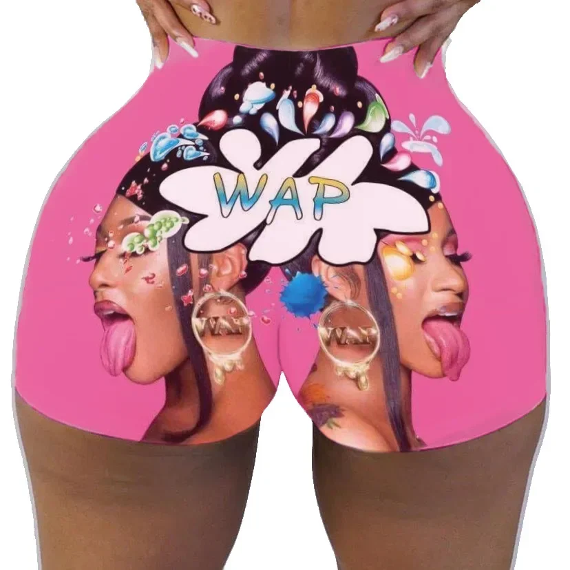 Sexy Dames Shorts Dames Zomerkleding Candy Snack Wap Grafische Hoge Taille Biker Booty Shorts Groothandel Goedkope Stuff