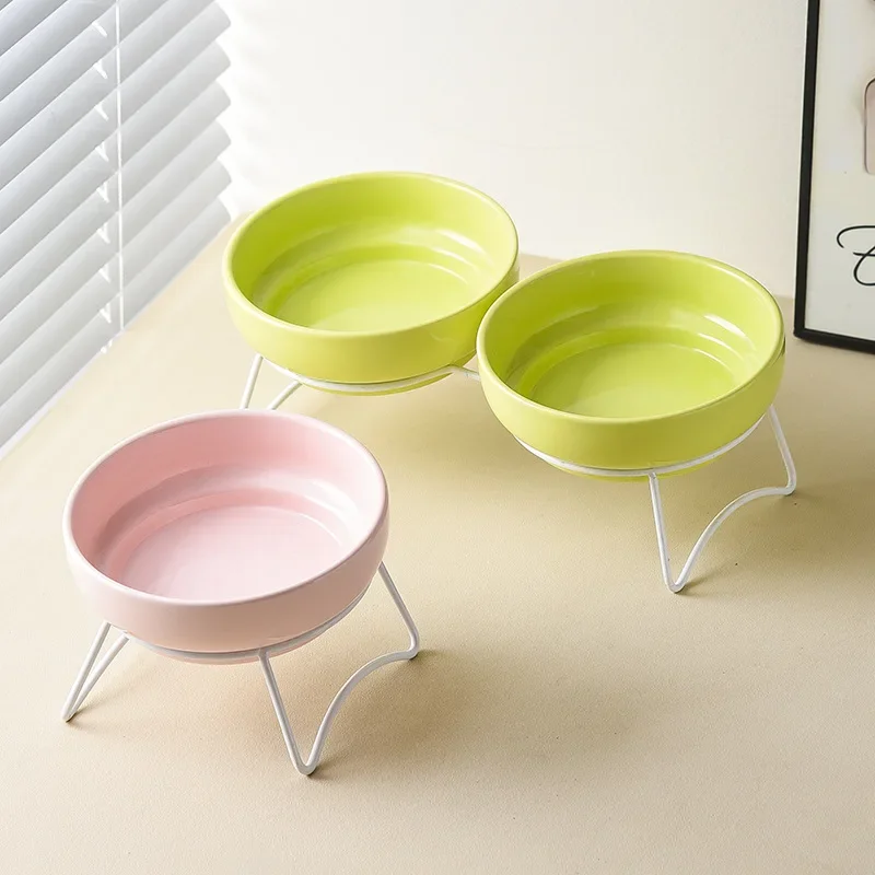 

food basin dog basin dog bowl drinking water bowl food bowl protection cervical spine pet supplies ceramic double cat