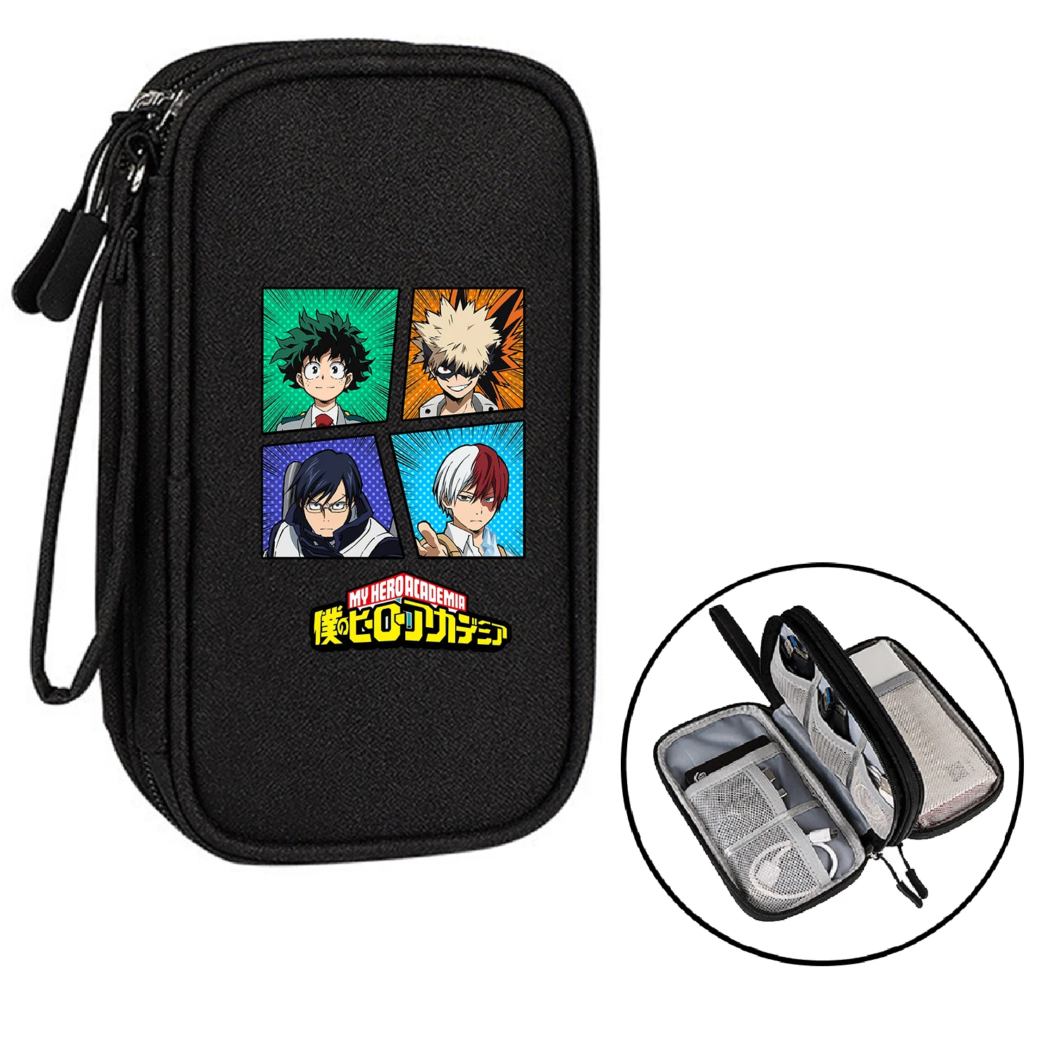 Anime MHA Cartoon Pinting Digital Accessories Storage Bag for Power Bank USB Flash Hard Disk Ukey Shield Headphone Data Cable