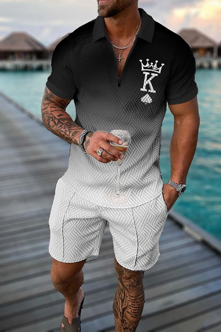 Sommer Herren Luxus Polos hirt Shorts Anzug Modetrend Trainings anzug 2 Stück Vintage Tiger Print Outfit Set männliche Freizeit kleidung – Detail 2