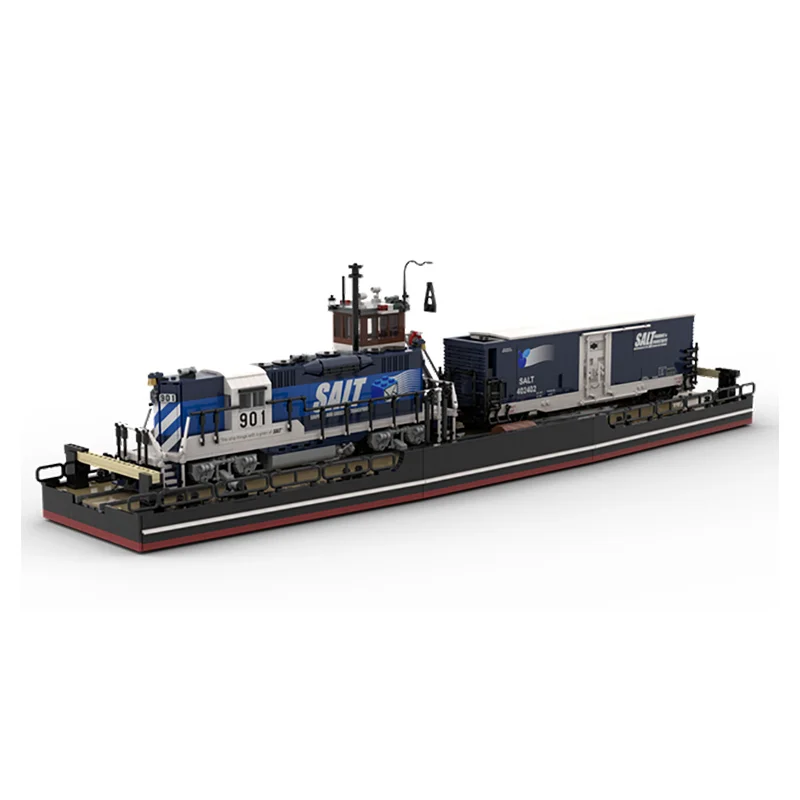 MOC-147686 Large railway ferry container ship model ornament difficult to assemble building block