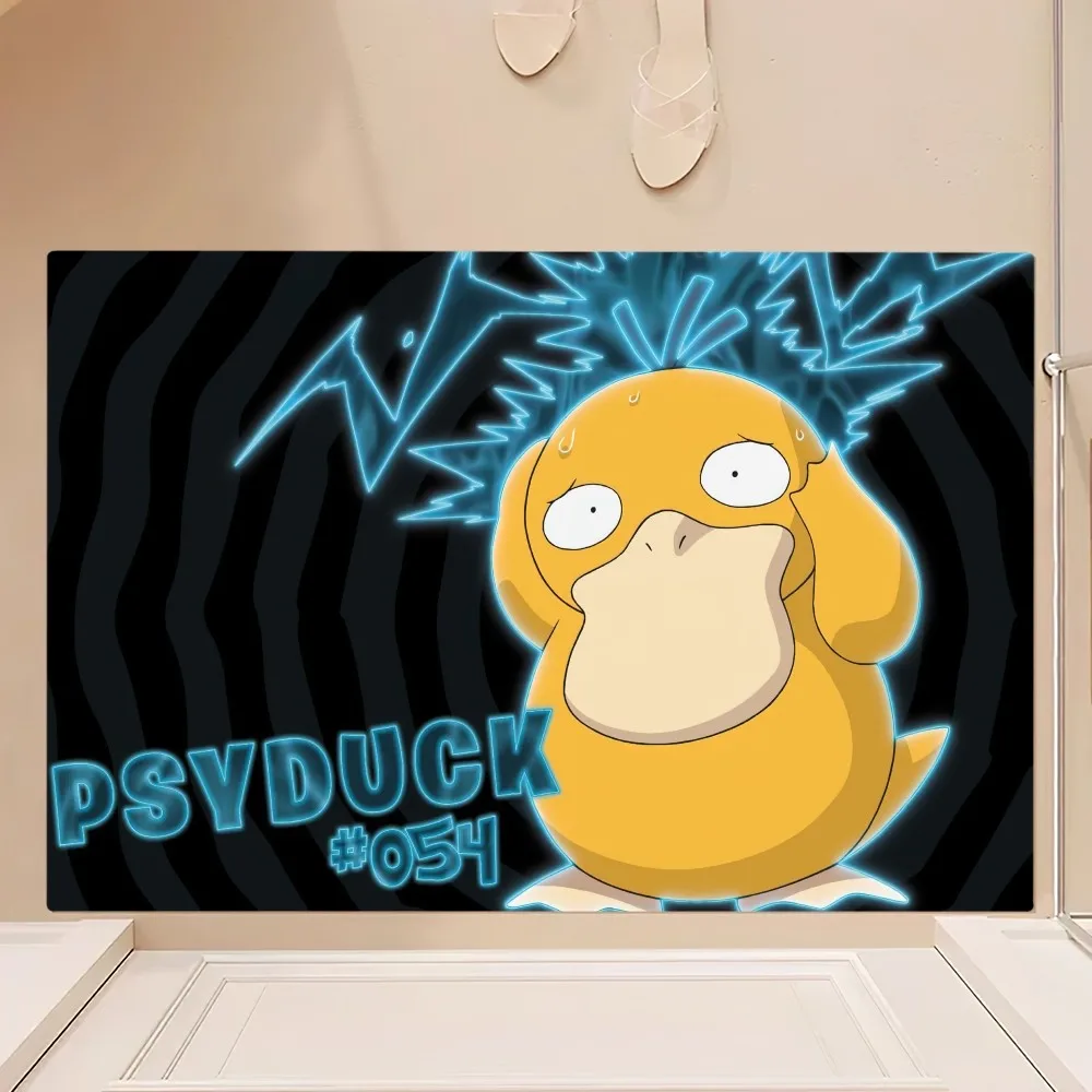 MINISO Pokemon Psyduck Floor Mat Bedroom Kitchen Door Bath House Super Absorbent Foot Non-slip