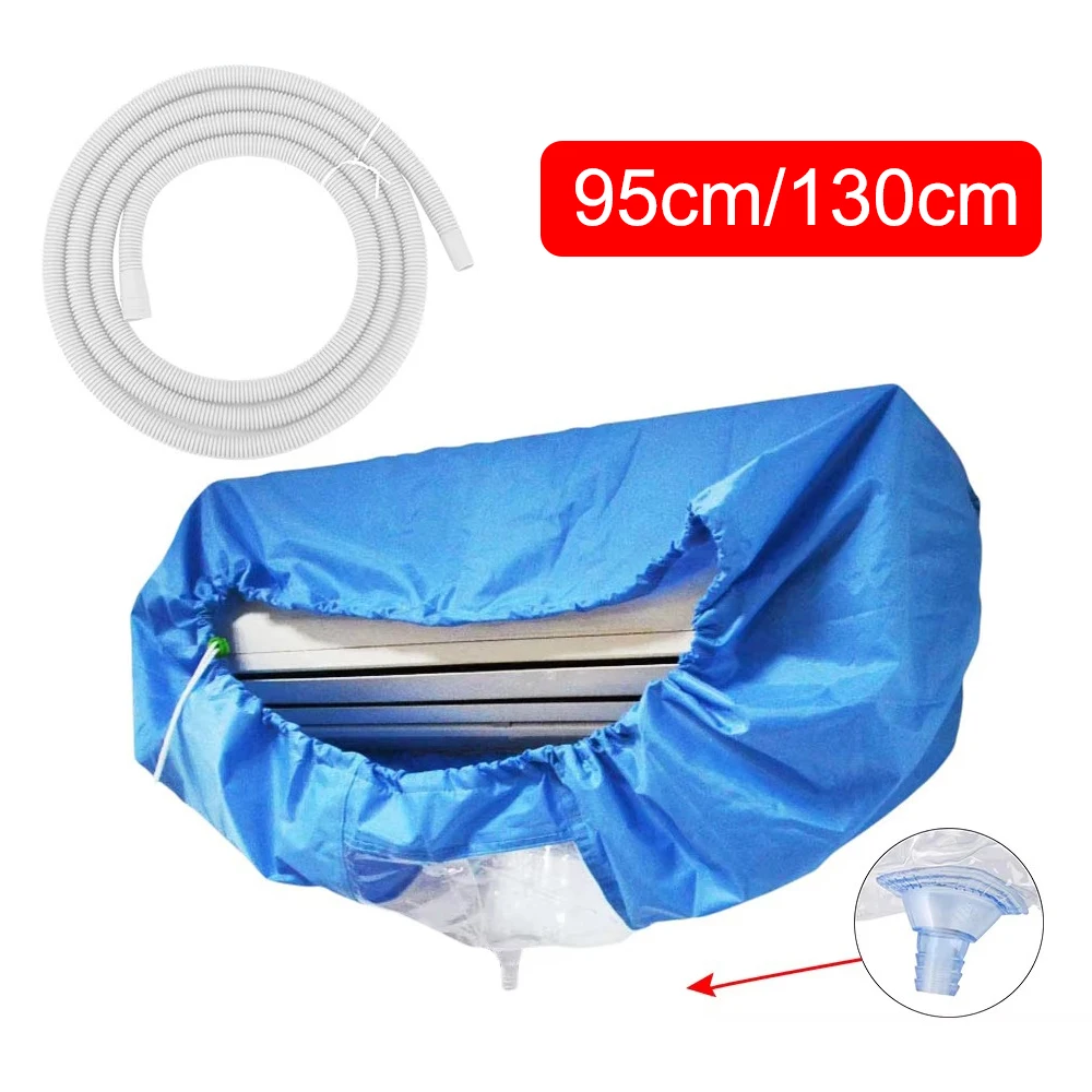 

95CM 130CM Air Conditioner Washing Cover with Hose PVC Splash-proof Air Conditioning Cleaning Dust Cover Water Collection Bag