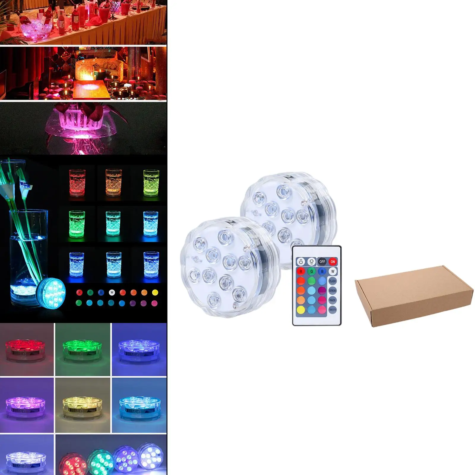 

16-Color RGB Submersible LED Lights 4 Mode Color Super Bright Swimming Pools Pond Remote Lights Underwater Lights