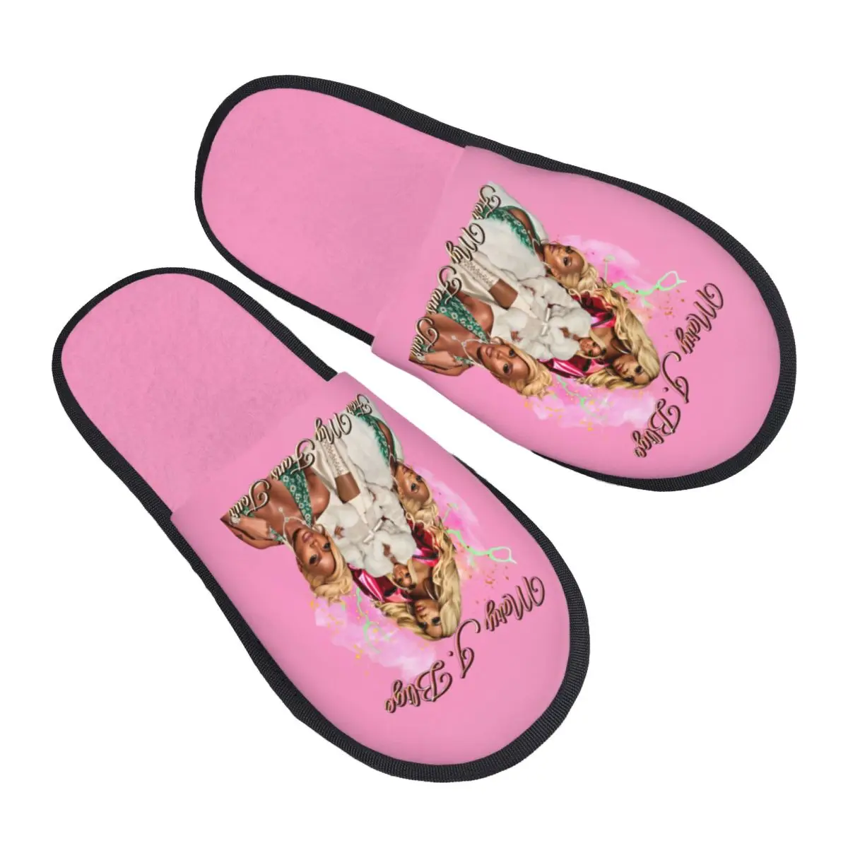 

Custom Mary Jane Bliges Soft Memory Foam House Slippers Women Singer Queen Hip-Hop of R&B Comfy Warm Anti-Skid Slipper