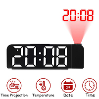 LED Digital Projection Alarm Clock Electronic Alarm Clock With Projection FM Radio Time Projector Bedroom Bedside Mute Clock