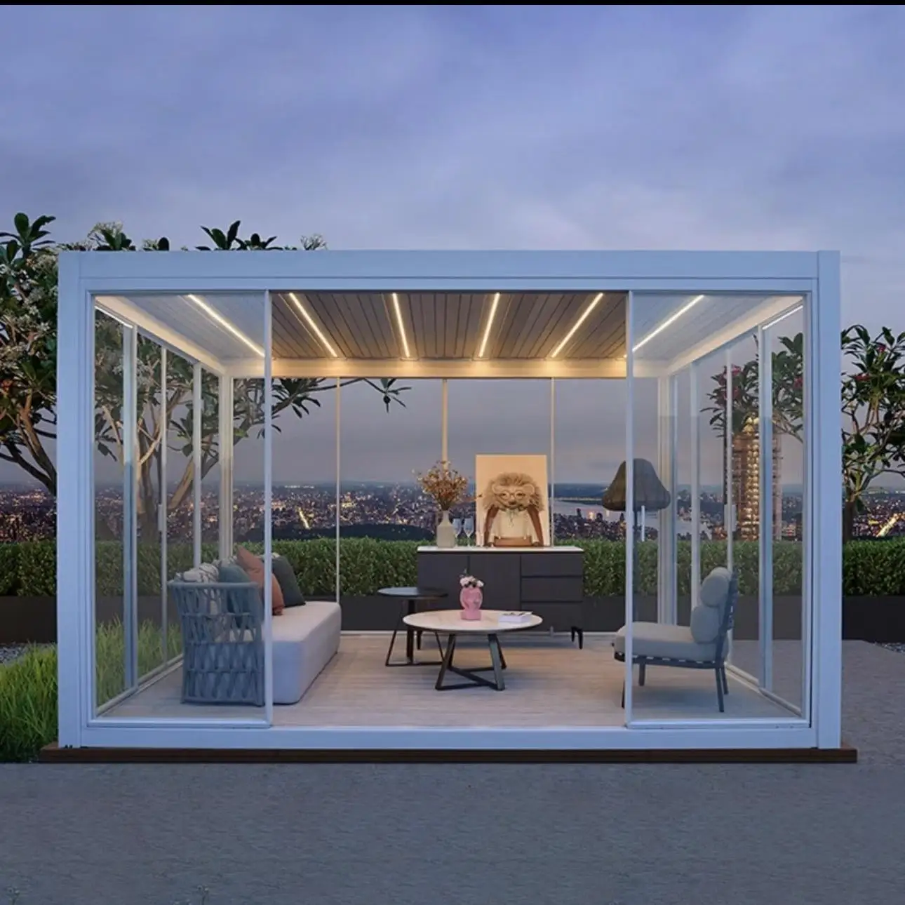 Modern Aluminum Louver Roof Pergola System Waterproof Outdoor Sunshade Gazebo for Garden Patio Backyard Terrace Pavilion