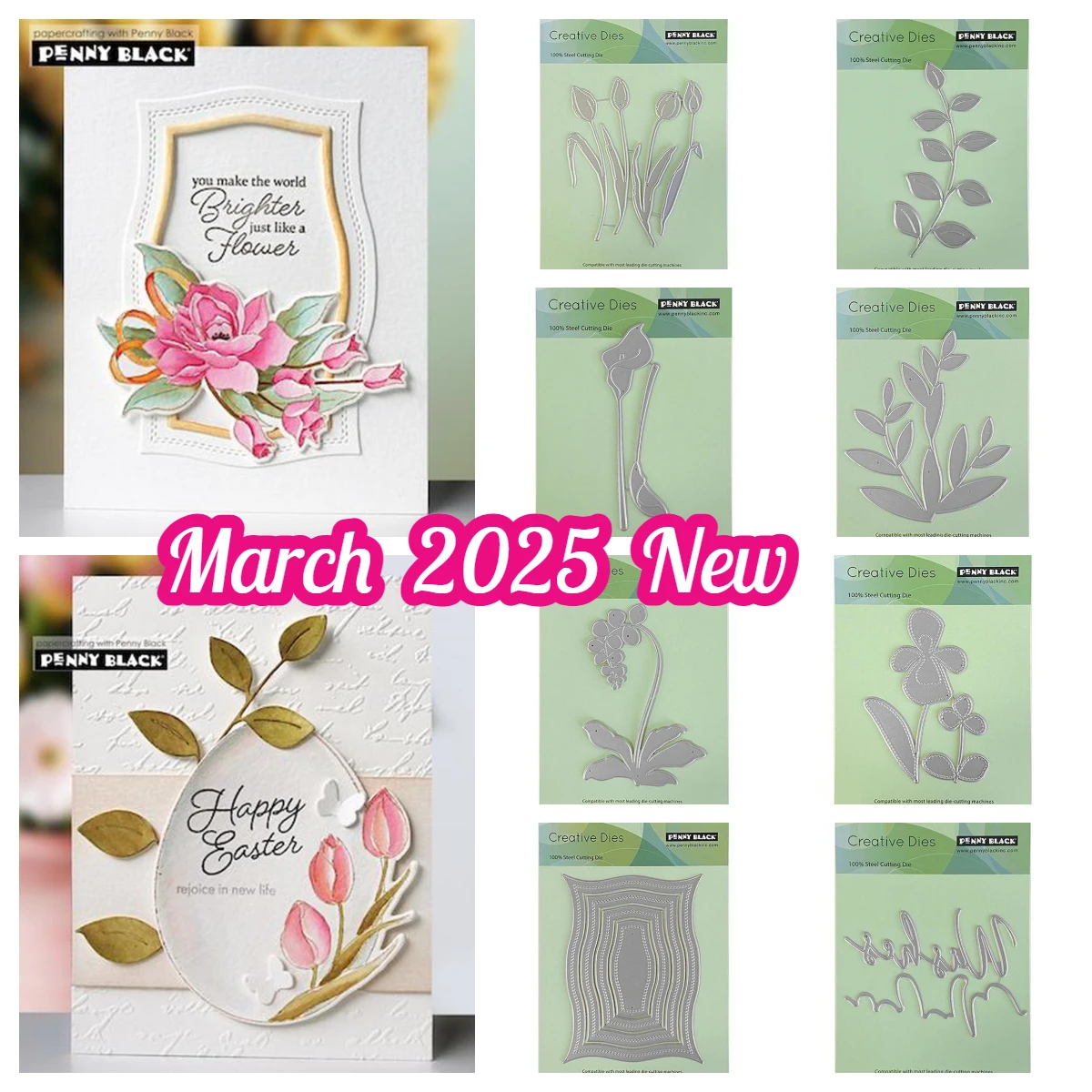 

PENNY BLACK Tulip Quartet Best Buds Forever Metal Cutting Dies stamps for DIY Scrapbook Diary Greeting Card Mold March 2026 New