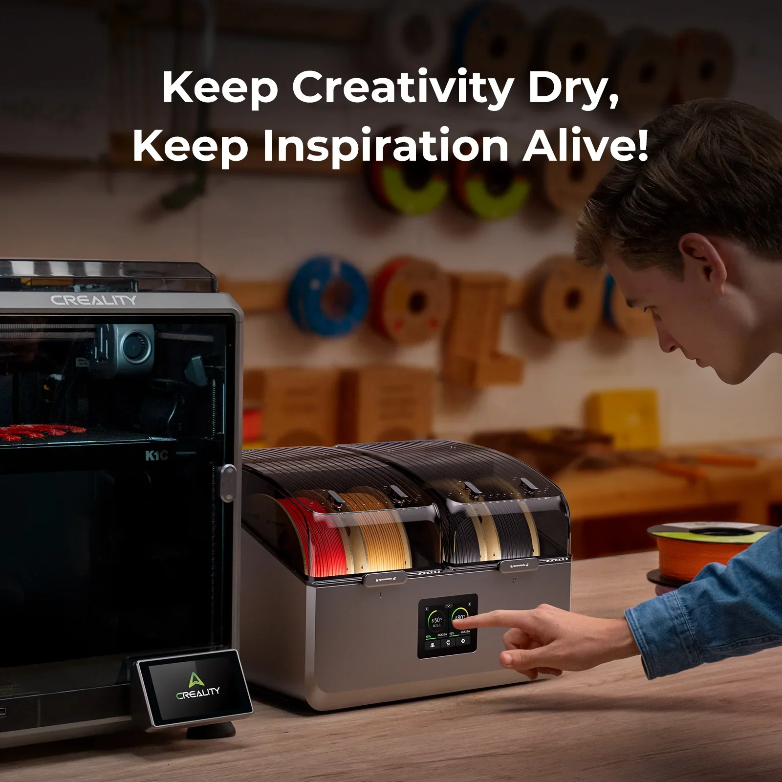 Creality Space Pi X4 PLA Cartridge All-in-One Auto Silent 3D Filament Dryer With High Precision Up To 200mm/s Printers