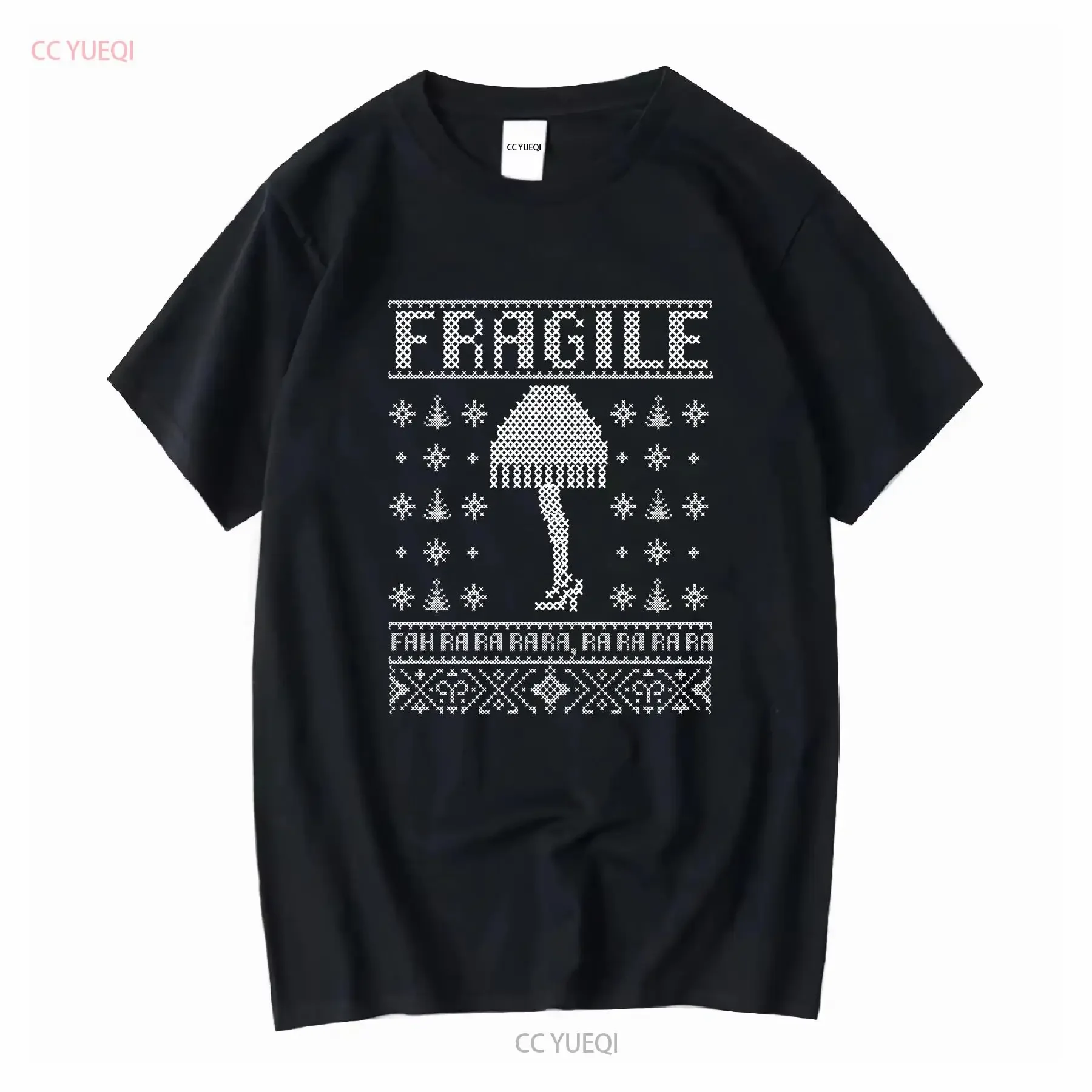 Lampe fragile histoire de noël jambe tenue forêt vert basique hommes t-shirt vintage lavé polyvalent étiré graphique décontracté
