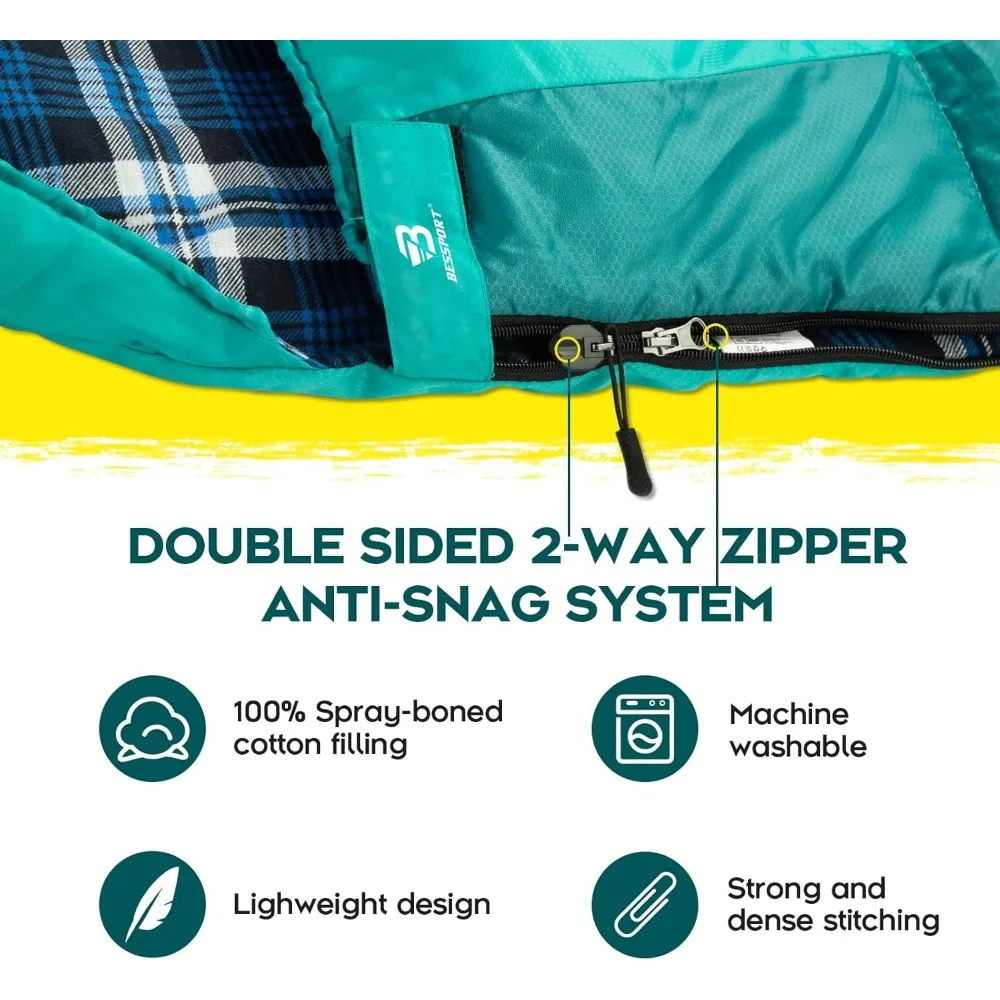 kantong tidur musim dingin |   berlapis flanel 18 ℉   - 32 ℉   Sleeping bag dewasa ukuran besar untuk cuaca hangat & dingin musim semi-panas |   ringan, w