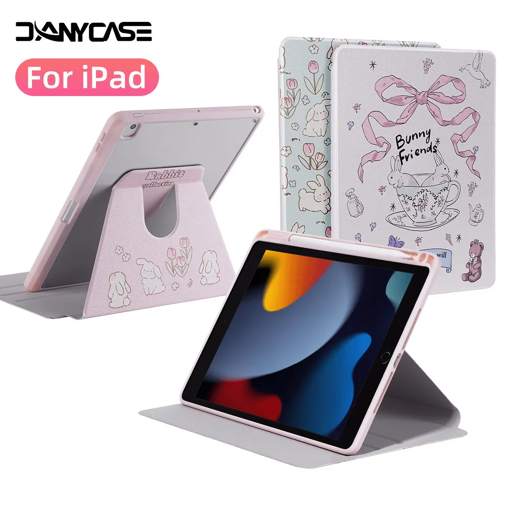 360° Rotation iPad Case for 2024 Air 11 M2 Pro 13/11 M4 Air 4 5 10.9  iPad 7/8/9/10th Generation Mini 6 Tablet Stand Cover