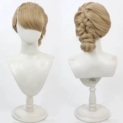New Type Anna Cosplay Wig Short Braid Light Yellow Heat Resistant Synthetic Hair Halloween Party Role Play + Wig Cap