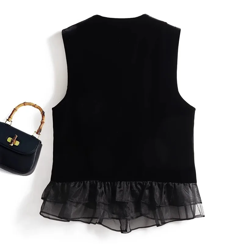 Fragrant Velvet Gold Velvet Vest 2024 Autumn/Winter New Fashion Splicing Sleeveless Top  chalecos para mujer