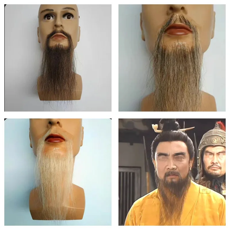 

Long Trimmable Fake Beard Hand Hook Lace Fake Mustache for Men Acient Role Play Drama/Party