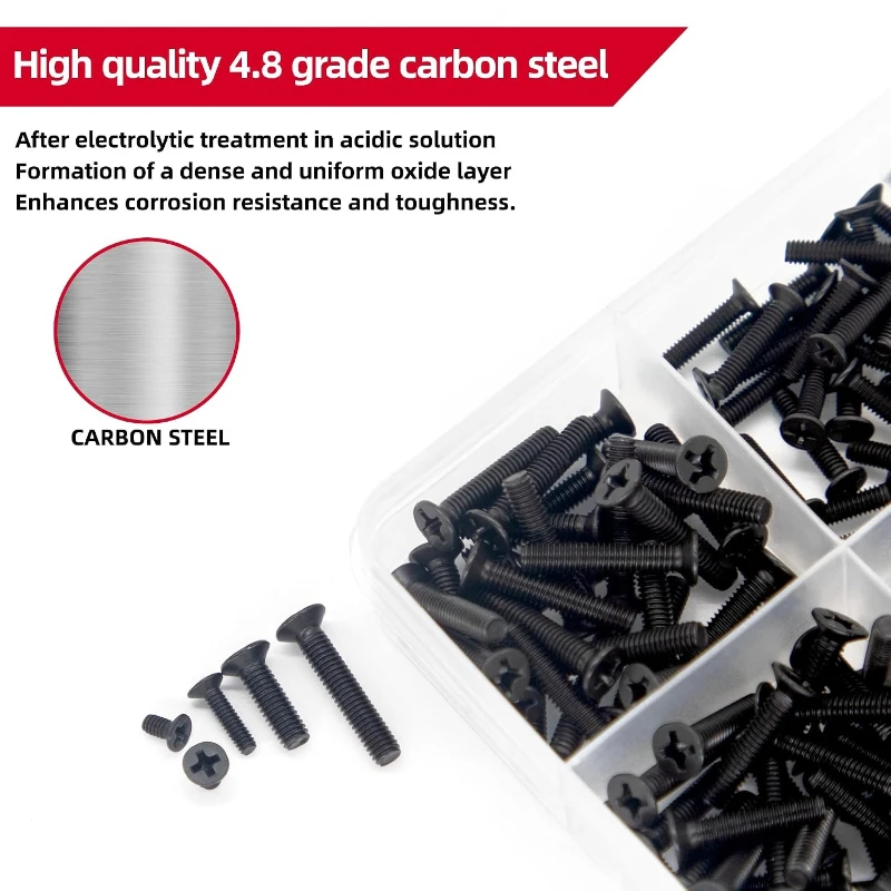 860pcs M1.2-M3 Tiny Computer Screw Kit Black Small Screws Set for Laptop SSD Hard Drive & Eyeglass Repair