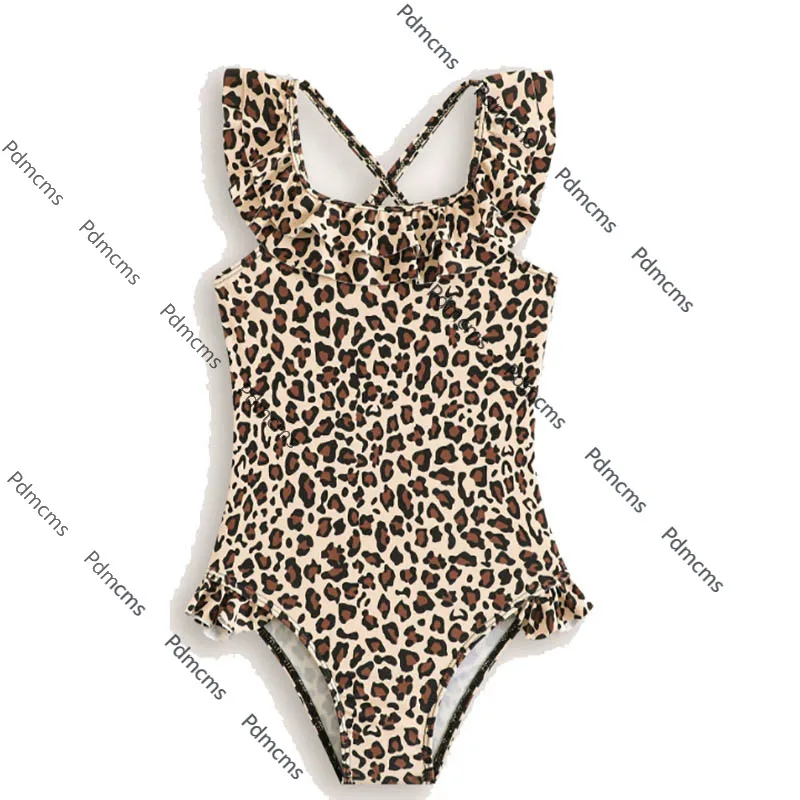 

2025 новые европейские и американские детские купальники без рукавов с леопардовым принтом для маленьких и средних размеров, пляжные купальники для девочек, горячий источник