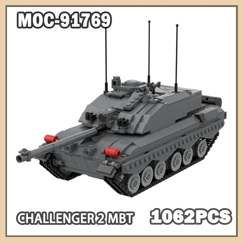 

MOC-91769 Military War Challenger 2 MBT Building Blocks UK Main Station Tank Model Soldier Corps Army Customize Gifts 1062PCS