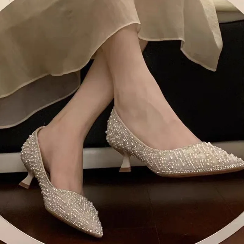 

New Women's Shoes 2026Spring New Rhinestone High Heels Designer Shoes for Women Fashion Pointed High Heel Pumps Zapatos De Mujer
