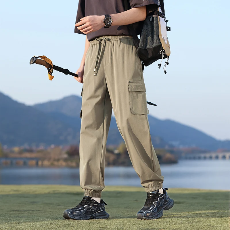 

Men's Lightweight Casual Joggers Stretch Nylon & Elastic Waist for All-Day Comfort Outdoor Pants with Deep Pockets Quick-Dry