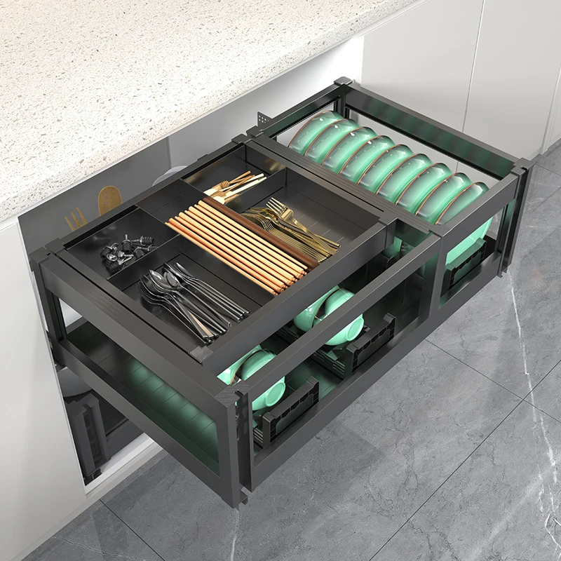 Kitchen Drawer Basket Aluminum Kitchen Storage Accessories