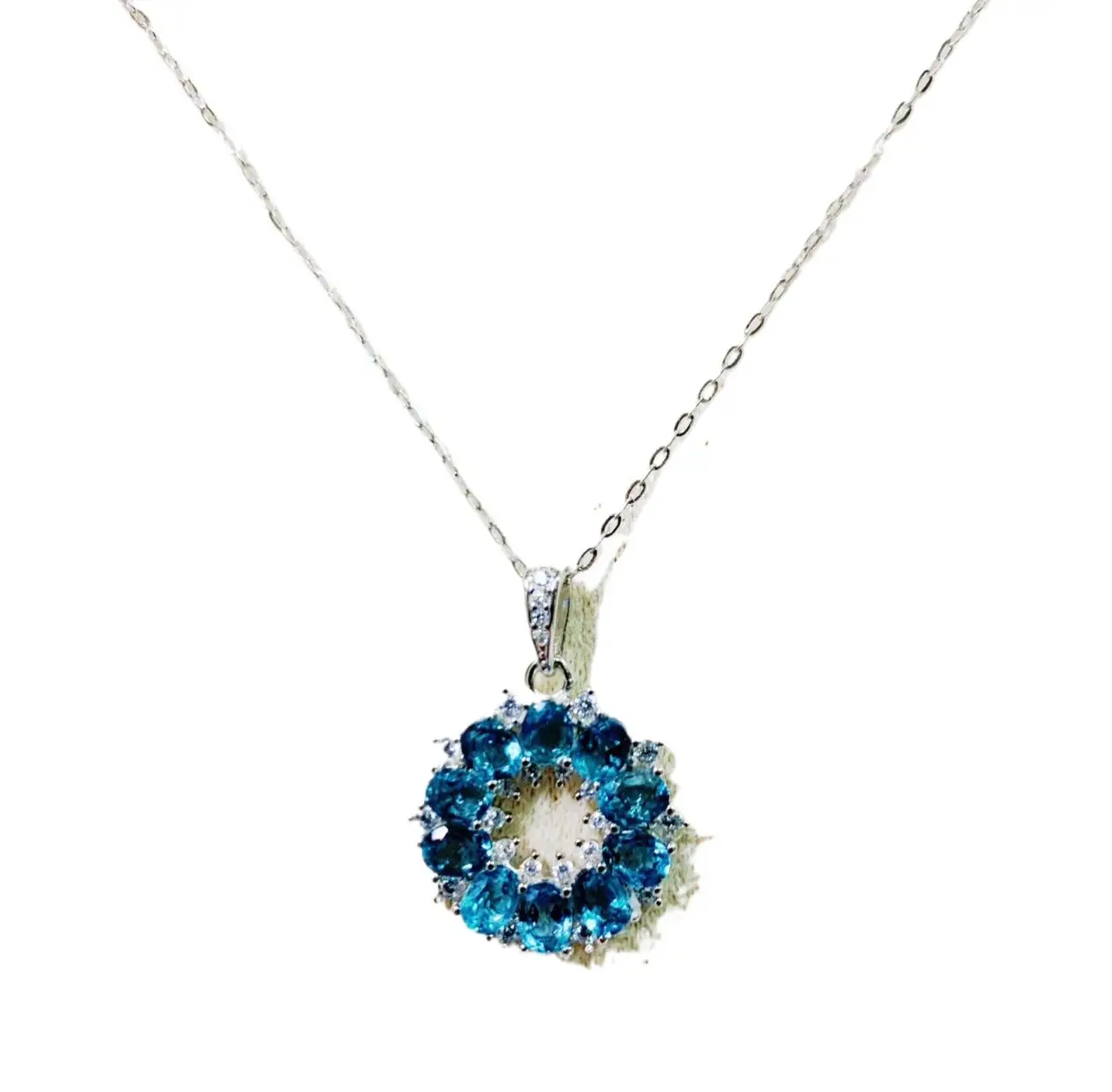 

ZECAA Topaz Fine Jewelry Woman Topaz Pendant With Natural Swiss Blue Topaz 3*4mm Silver Lady Swiss Blue Topaz Pendant Jewelry