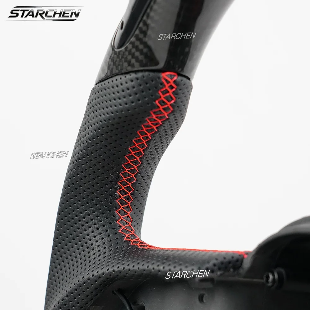 Real Carbon Fiber Smart Colored LED Steering Wheel for Dodge Charger Challenger Durango Srt Hellcat 2015-2026 (Heated)
