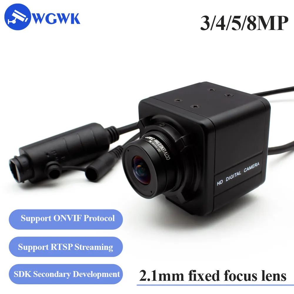 WGWK Mini Camera 3/4/5/8MP CMOS Security CCTV POE H.265+ With 2.1mm Fixed Focus CS Lens P2P IP POE48V Onvif Industrial Camera