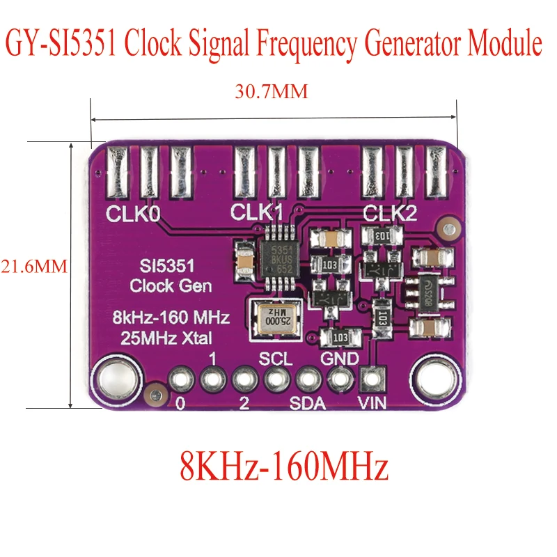 1PCS Si5351 DC 3V-5V I2C Clock Generator Breakout Board Module Signal Generator Clock 8KHz-160MHz for Arduino