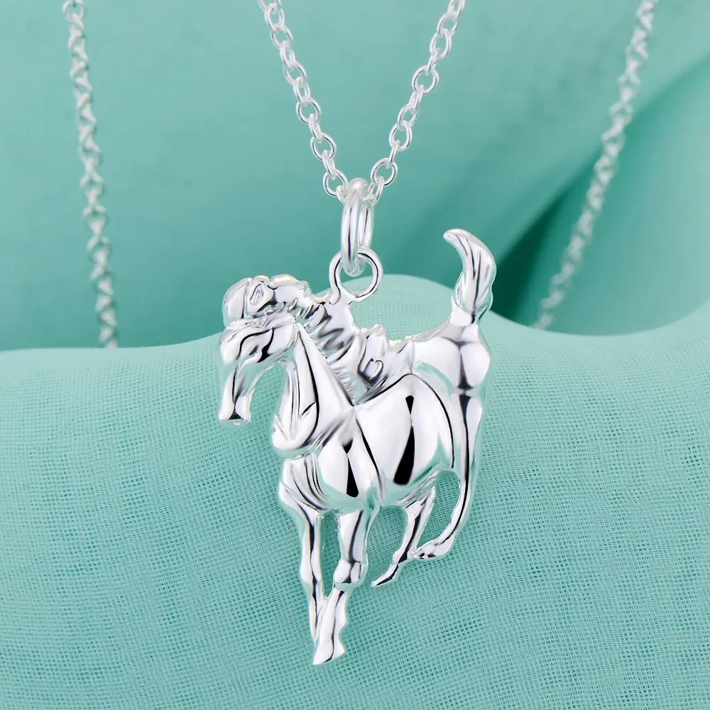 Holiday gifts 925 Sterling Silver Necklace For Women man elegant horse pendants noble party Wedding Jewelry