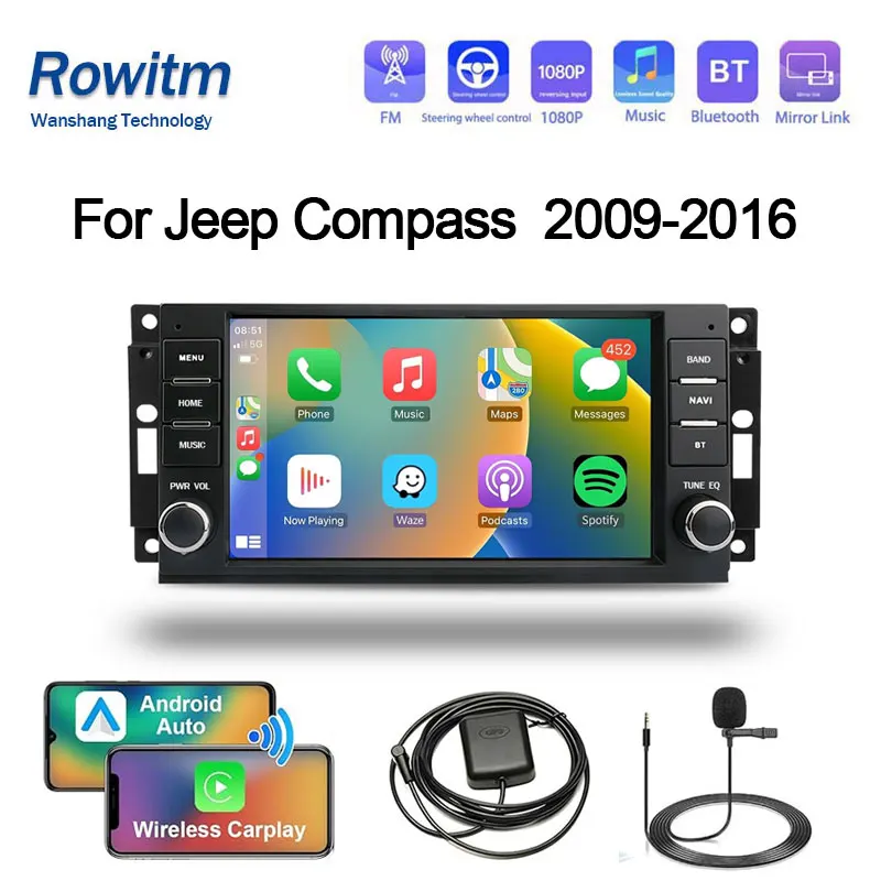 

Fast Boot Car Radio For Jeep Chrysler 300C wrangler Dodge Compass Patriot Multimedia Player Carplay Android Auto Linux